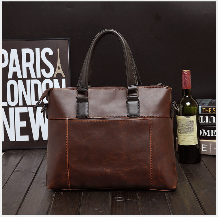Korean shoulder bag men's business British Korean version _ men's bag handbag Crazy horse leather briefcase