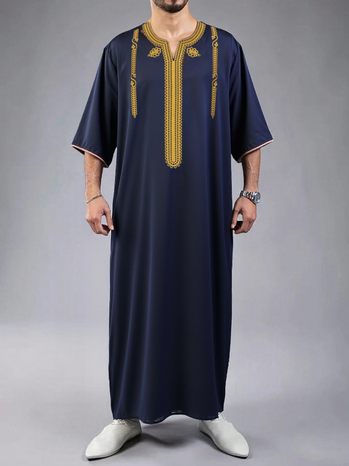 Moroccan-Style Men’s Embroidered Thobe