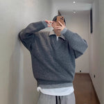 Knitted Polo-Collar Pullover