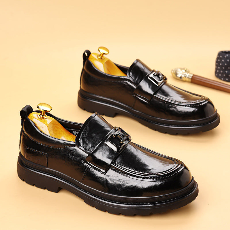 Lug-Sole Metal Buckle Loafers