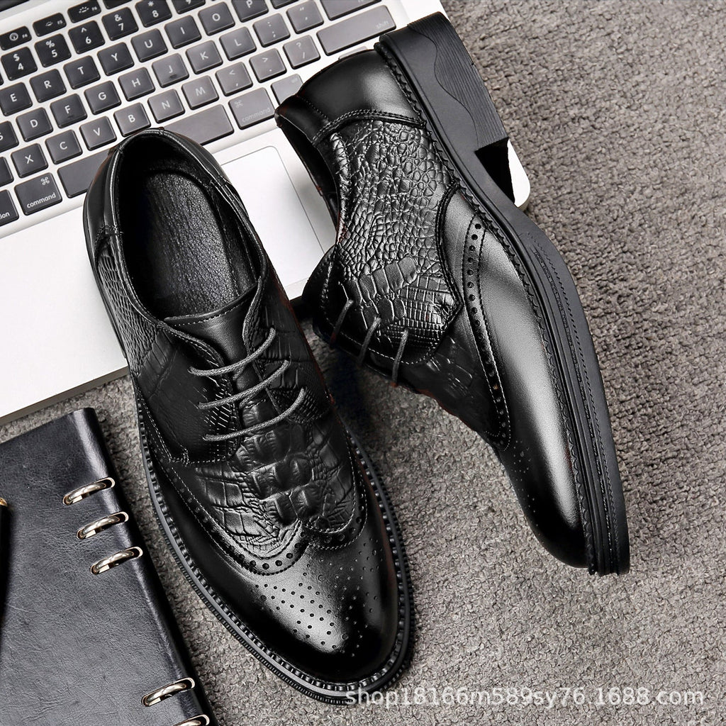 Embossed Wingtip Brogue Derbies