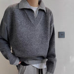 Knitted Polo-Collar Pullover