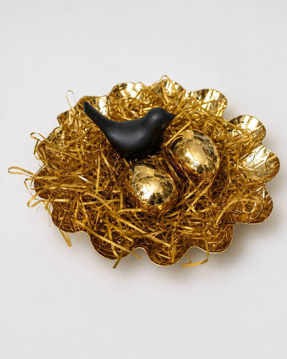 Golden Tray With Eggs and Bird Set