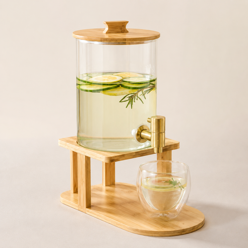 Original product image - 3.6L Glass Dispenser Jar With Bamboo Stand