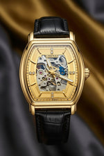 Original product image - CHENXI Gold Skeleton Black Strap Men's Watch – #2083