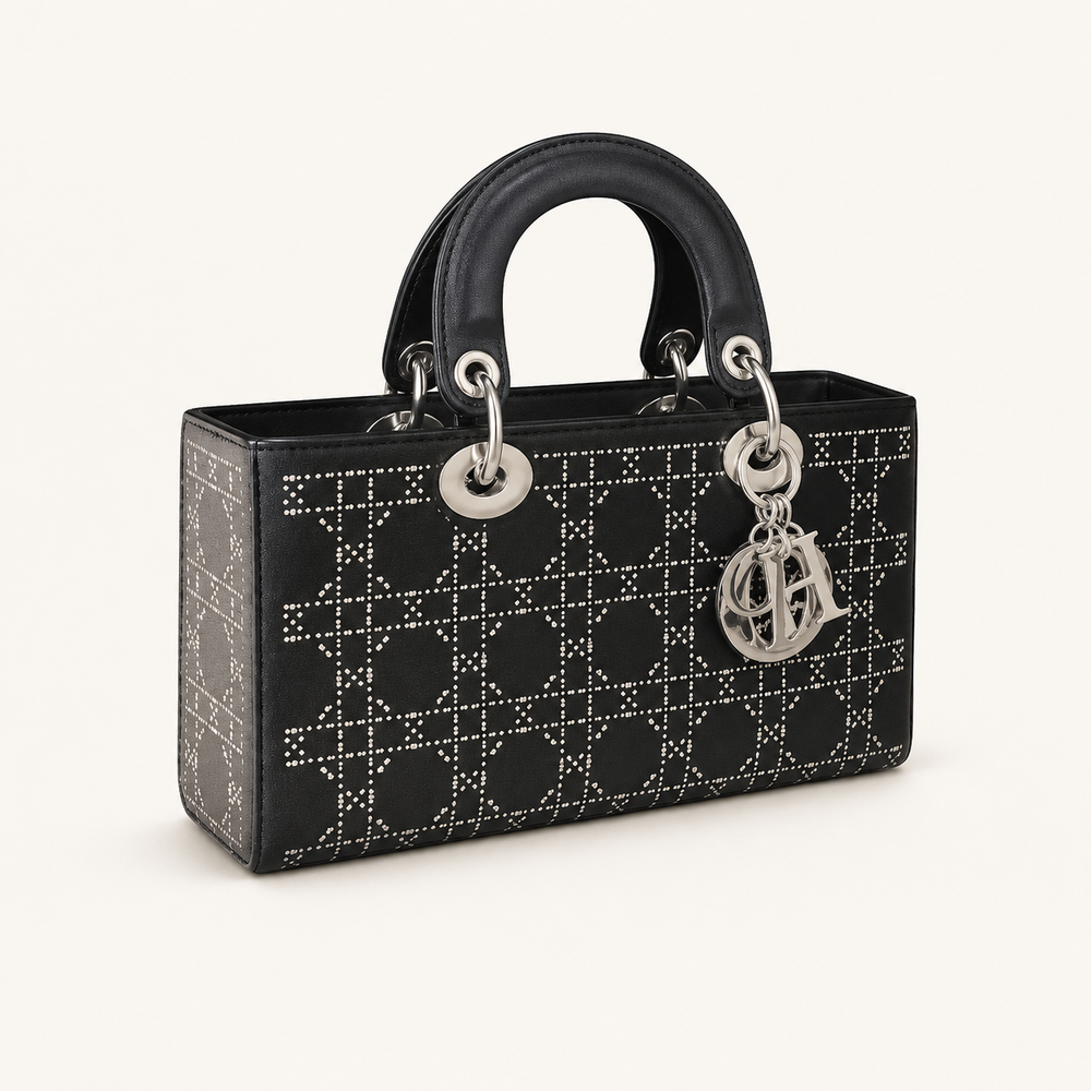 Black and Silver Geometric Mini Tote Bag