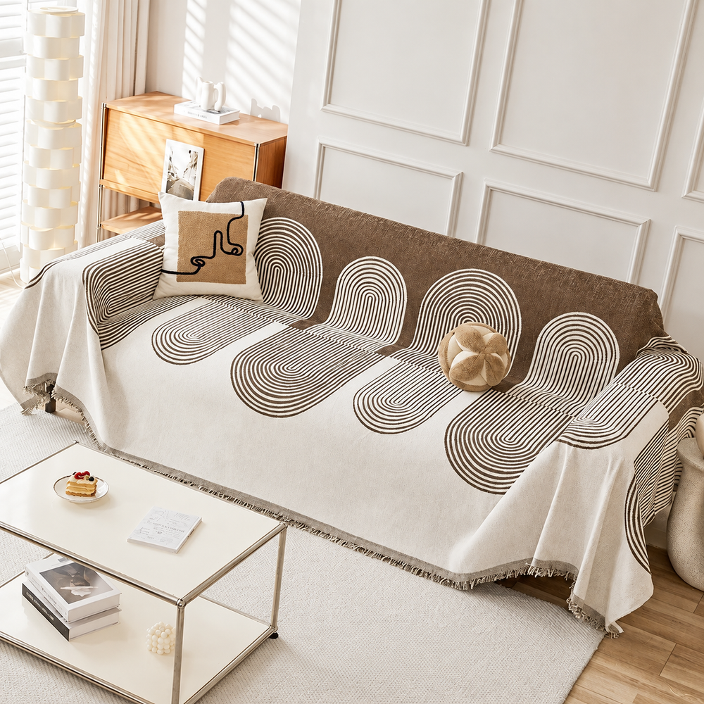 Cream and Sage Reversible Sofa Cover