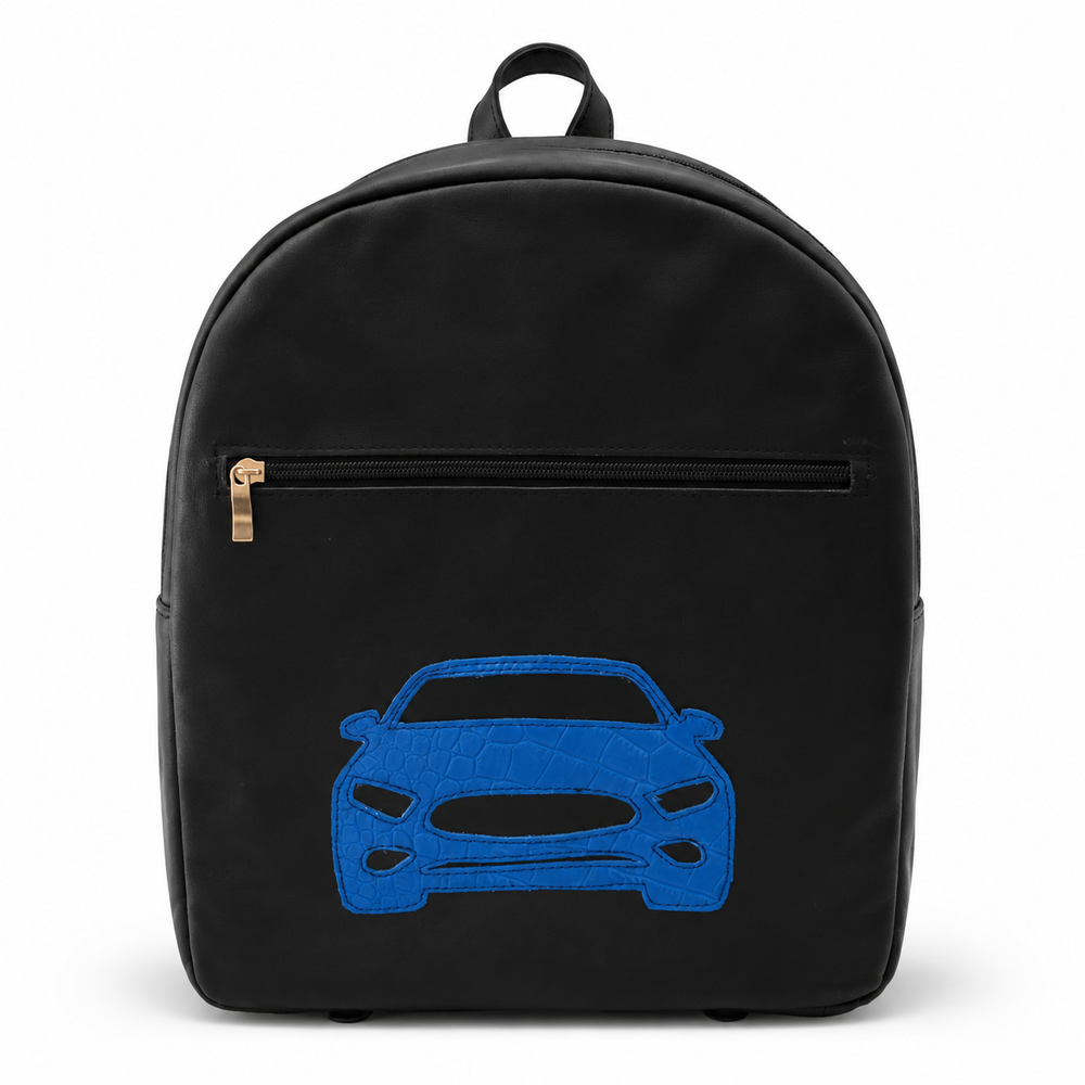 Black Backpack with Blue Car Appliqué