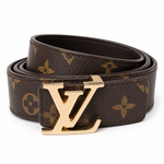 Brown monogram buckle belt