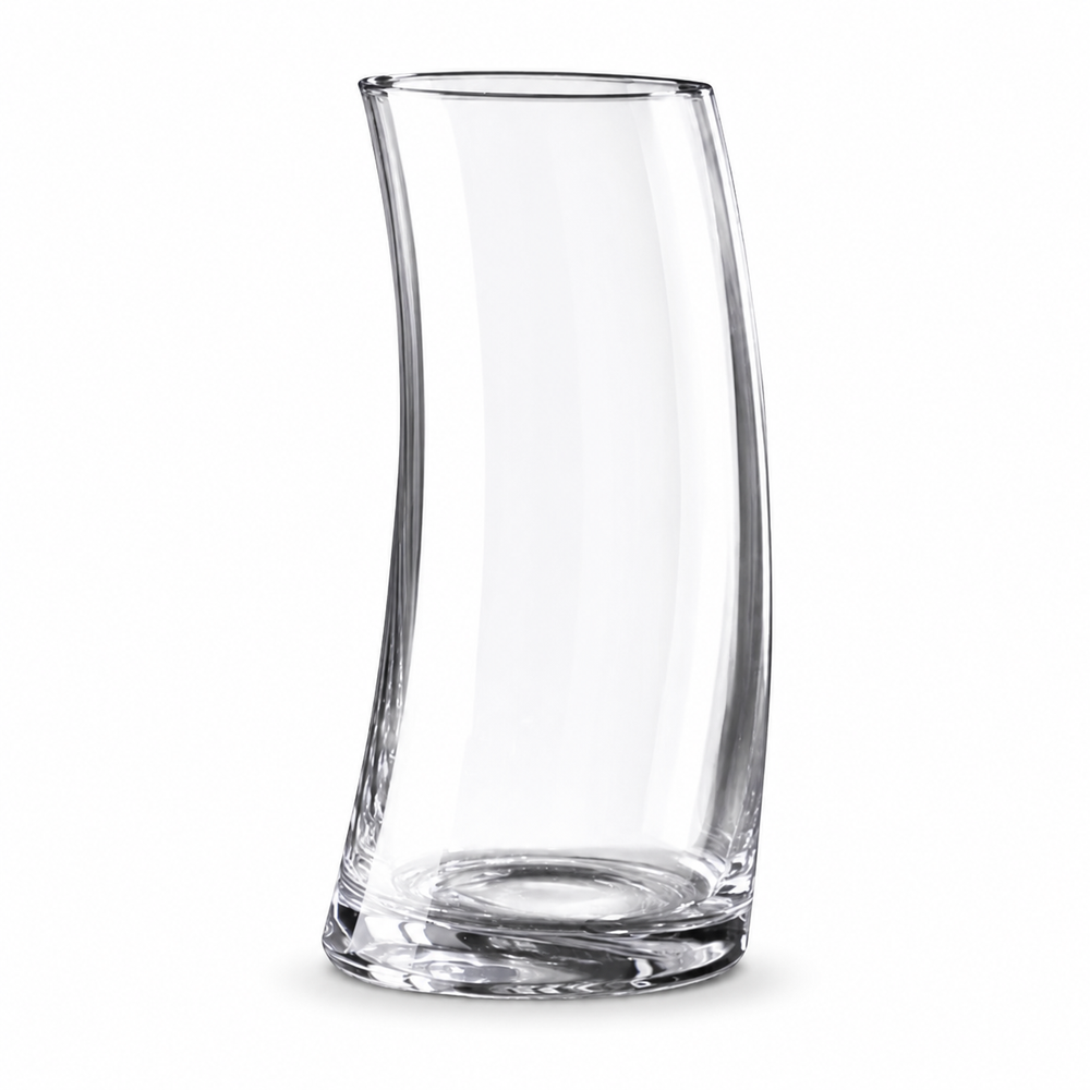 Clear Curved Leaning Drinking Glass