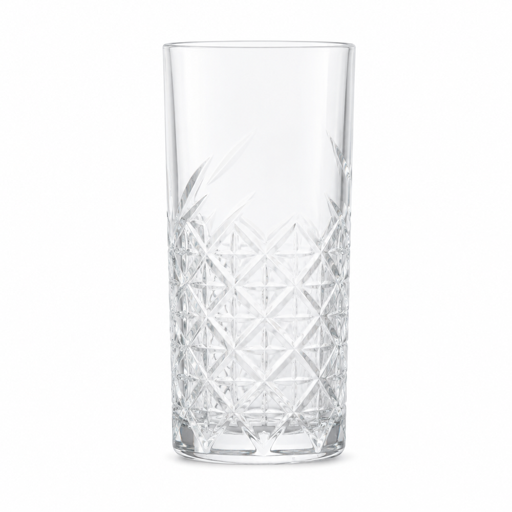 Clear Diamond-Faceted Tall Glass