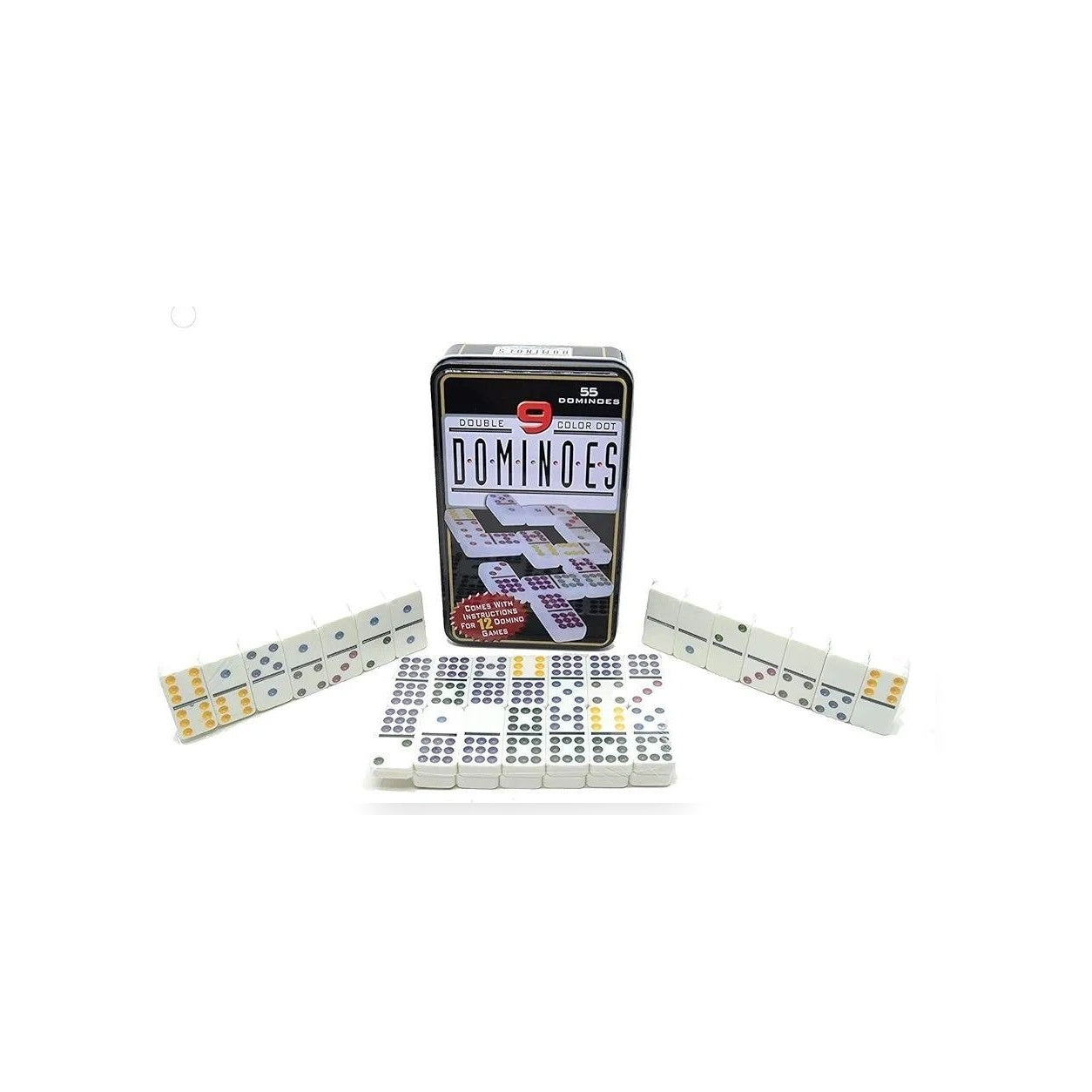 Double Dot Domino 9 Colours set in metal box