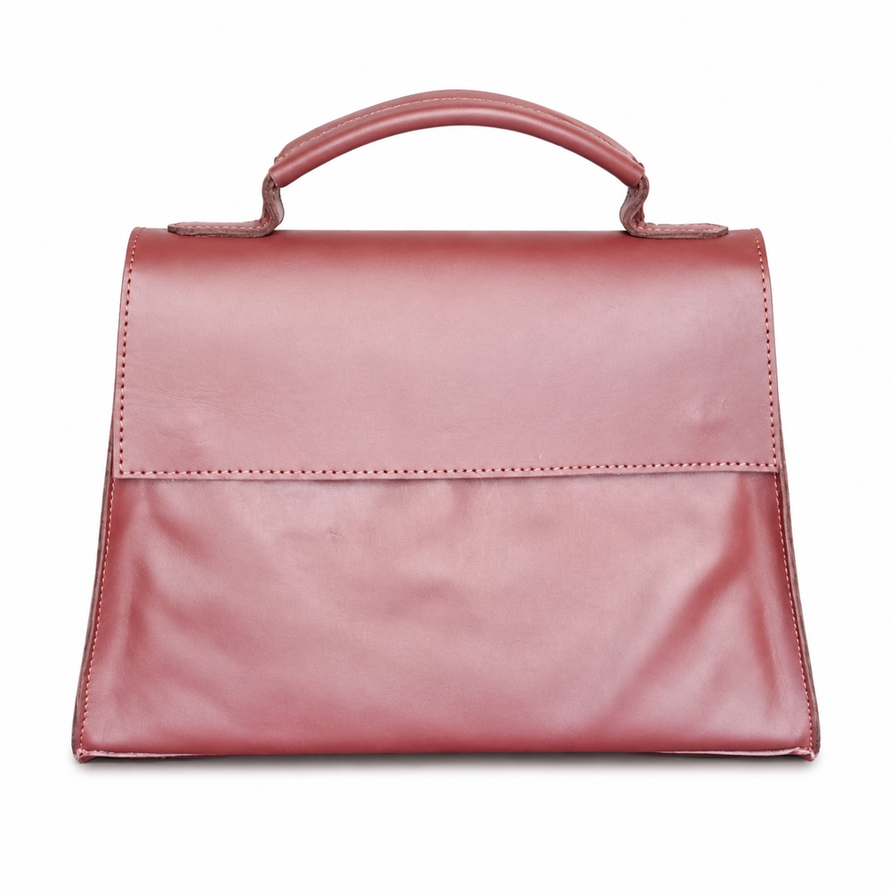 Dusty-Rose Plain-Flap Top-Handle Bag