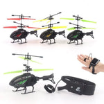 Dynamic toy helicopter color options with wristband controller