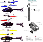 Dynamic toy helicopter colors and wristband controller guide