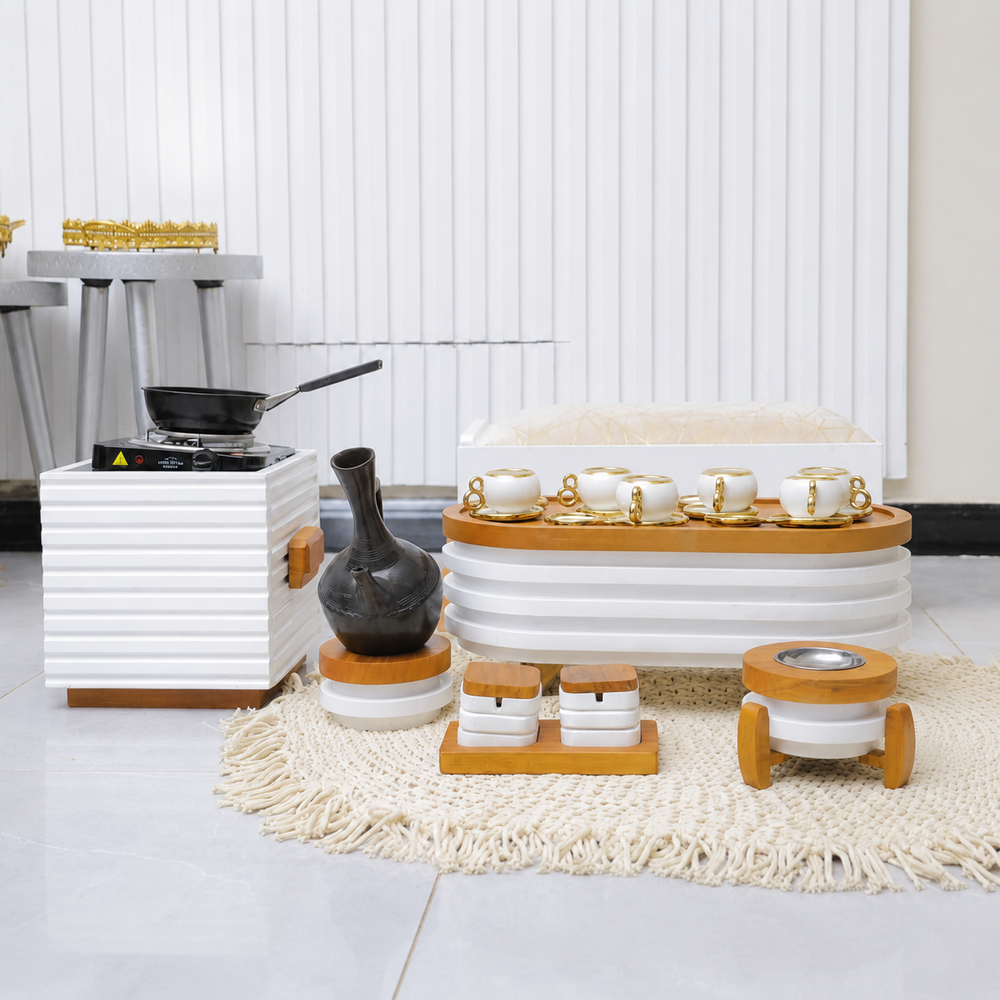 Ethiopian Coffee Ceremony Furniture Set with Stove Cabinet
