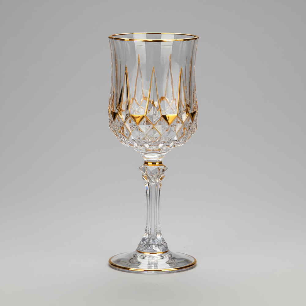 Gold-Accent Faceted Stemmed Glass