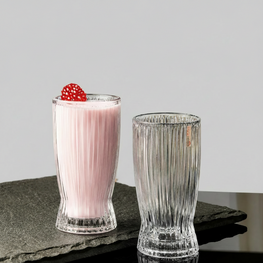 GOOD HOMES Clear Flared Ribbed Tall Glass