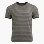 Dark gray striped short-sleeve crew-neck T-shirt