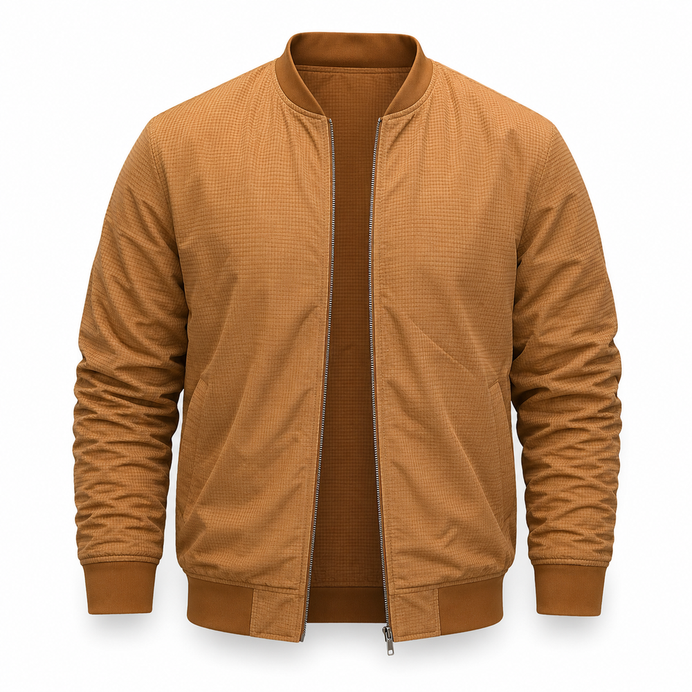Men's Textured Tan Bomber Jacket