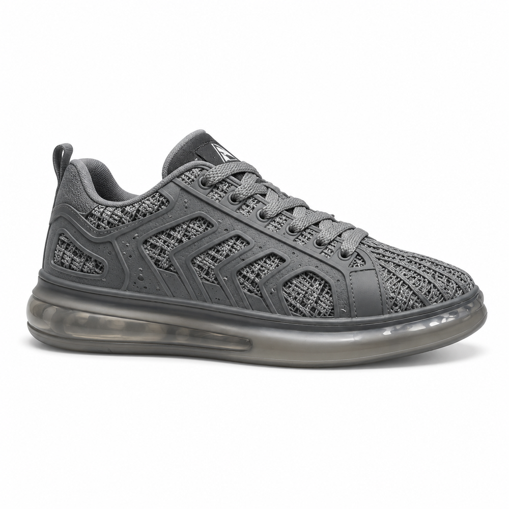 Gray Air-Cushion Mesh Sneakers