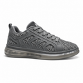 Gray mesh athletic sneaker with air-cushion sole