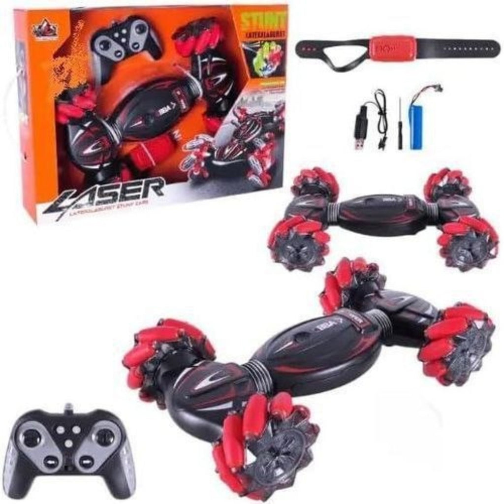 Laser stunt car complete set with remote, wristband controller, battery and USB cable
