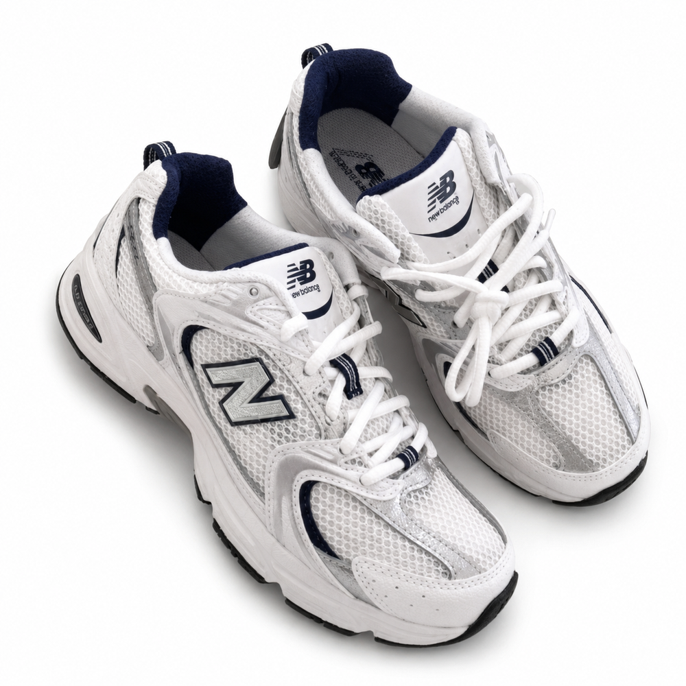 New Balance White Mesh Athletic Shoes