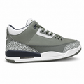 Olive gray patterned athletic shoe on a white background