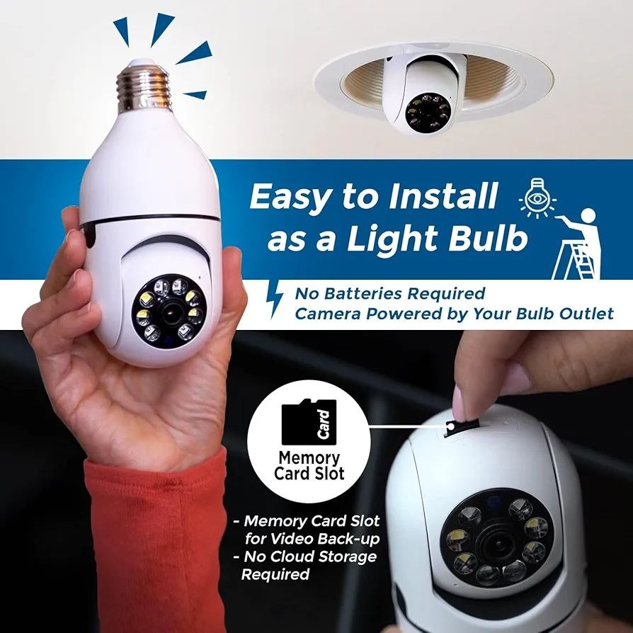 Smart 360° Rotating Bulb Security Camera (WiFi)