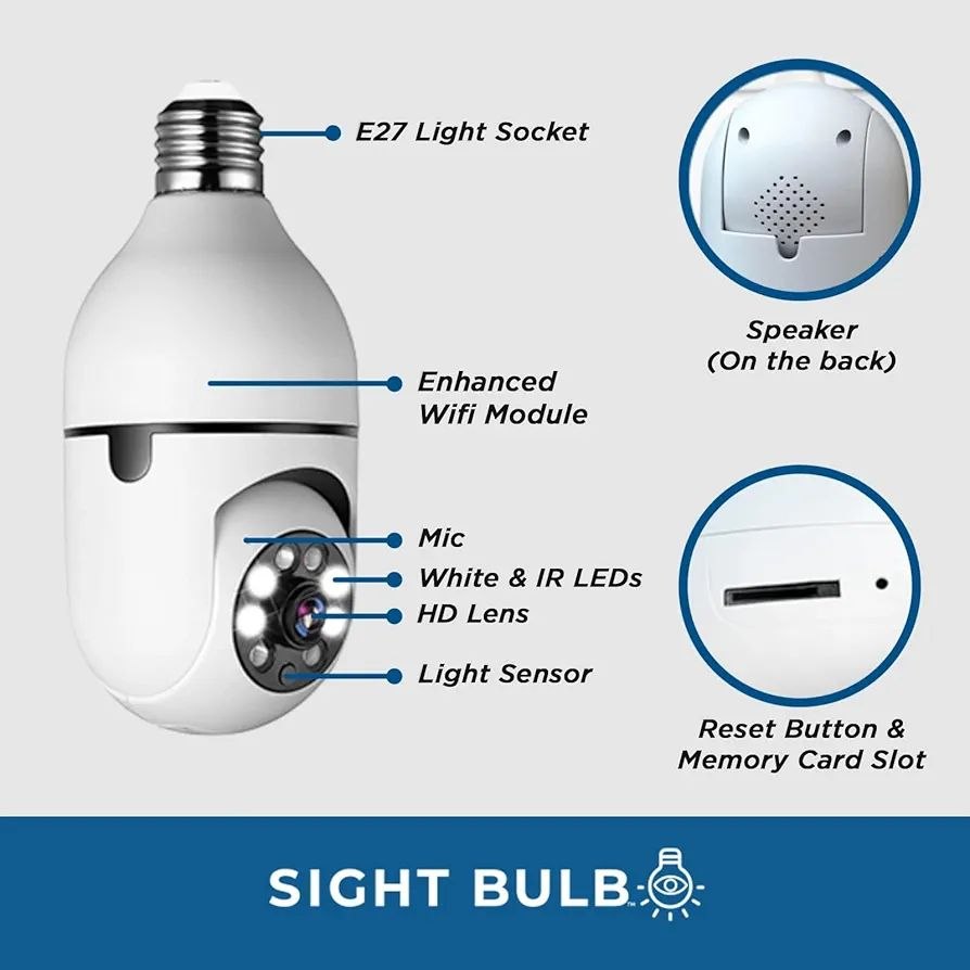 Smart 360° Rotating Bulb Security Camera (WiFi)