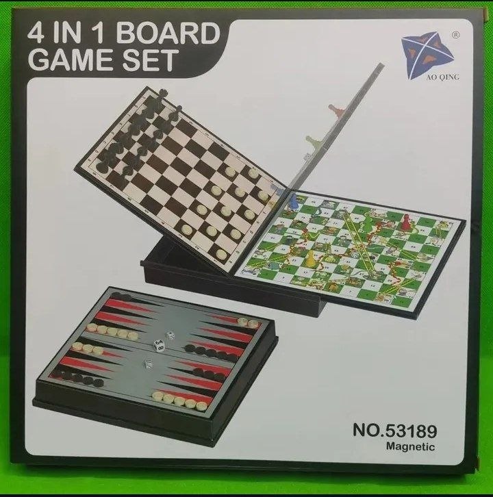 4-in-1 magnetic board game set 