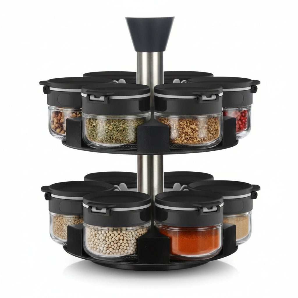 Classic Rotating 12 Piece Spice Jars Set