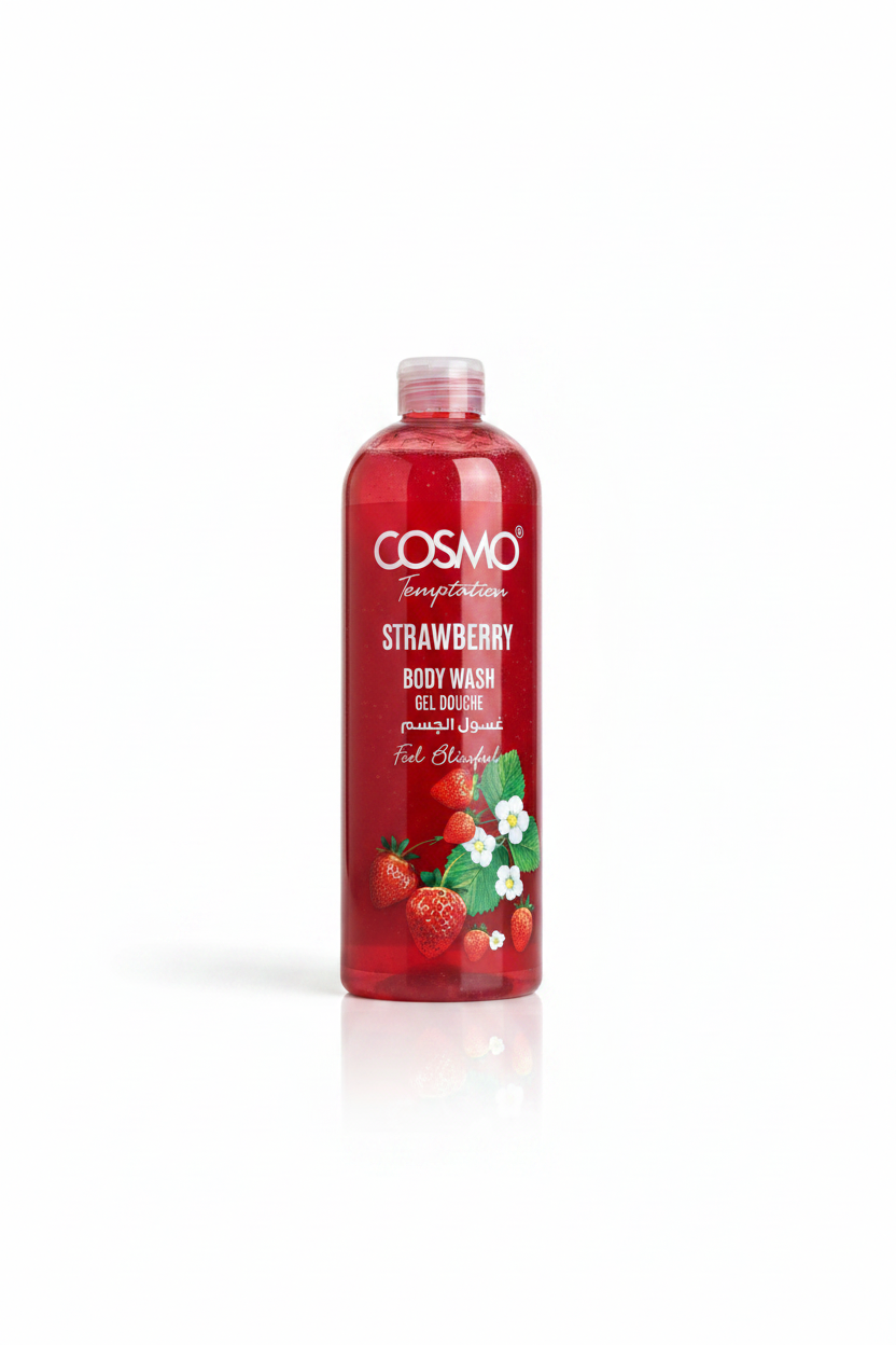 Cosmo Temptation Strawberry Body WashKey Features: Features a vibrant strawberry scent, formulated to leave skin feeling deeply cleansed, soft, and refreshed.