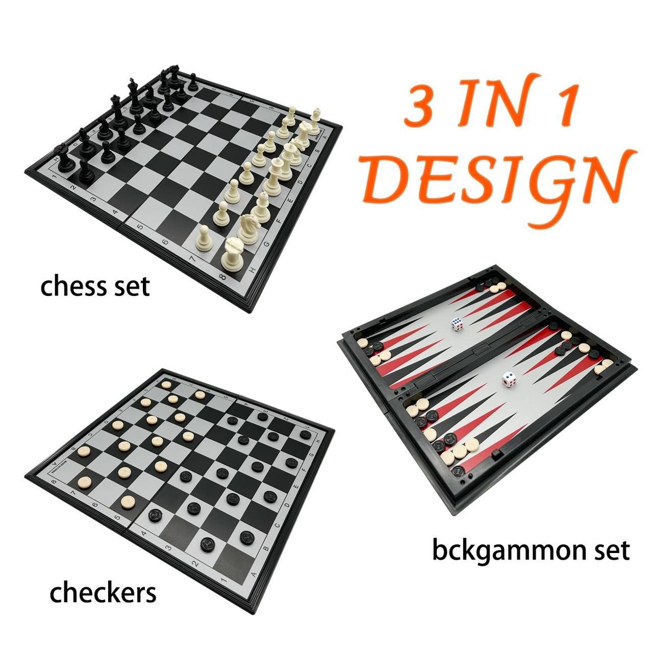 Magnetic 3 in 1 Board Game Set