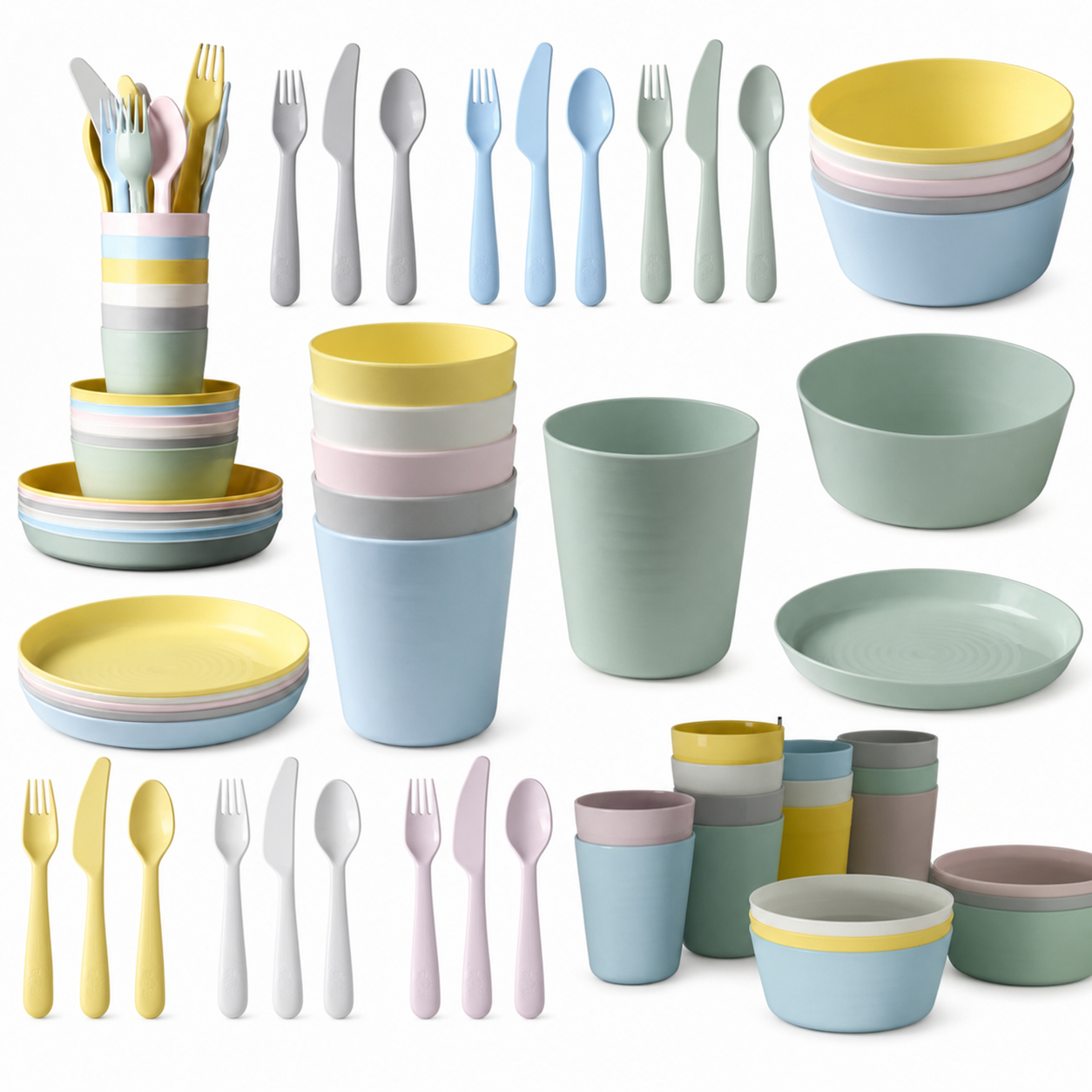 36-Piece Colorful Kids Tableware Set