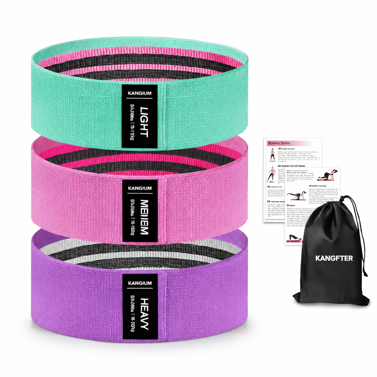3-Piece Fabric Resistance Bands Set premium product image