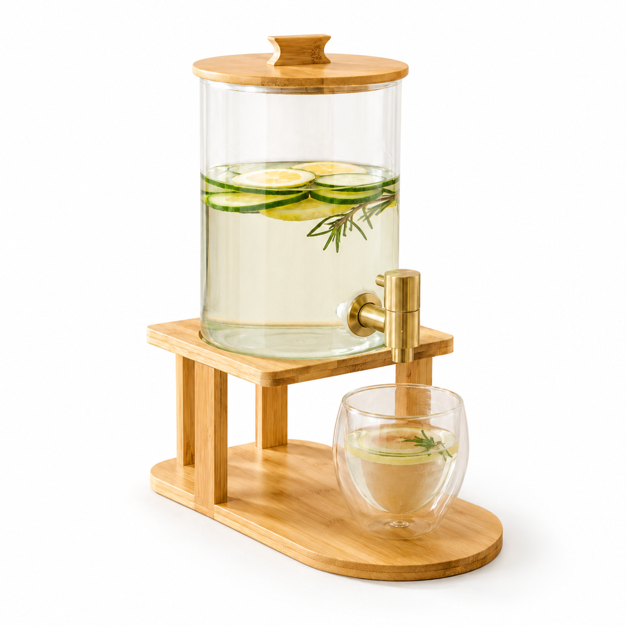 3.6L Glass Dispenser Jar With Bamboo Stand premium product image
