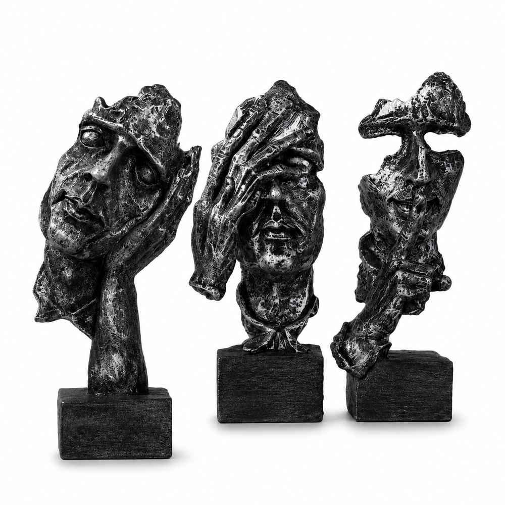 3pcs Black and Gray Abstract Tree