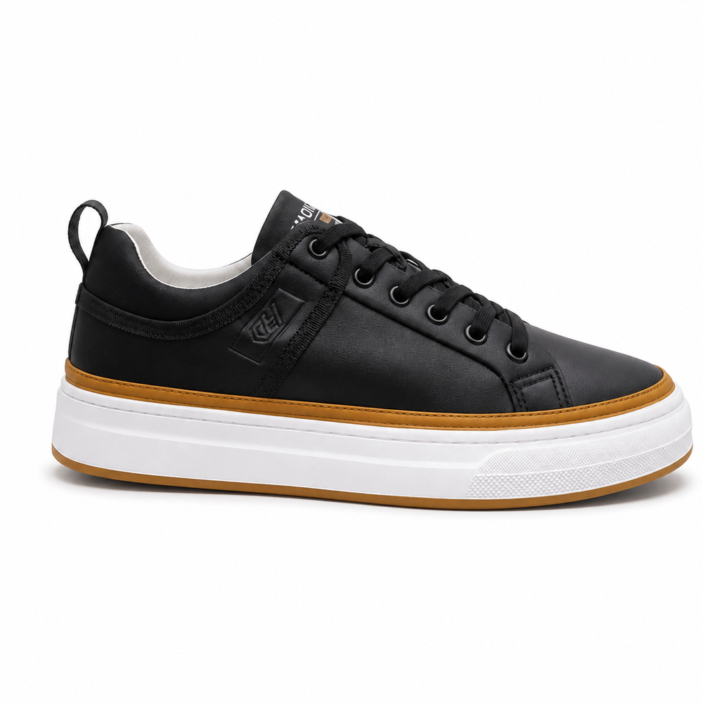 Black Contrast-Trim Platform Sneakers