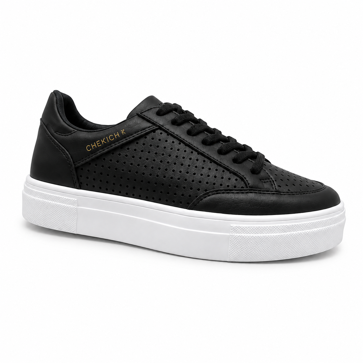 Black Perforated Platform Sneakers premium product image