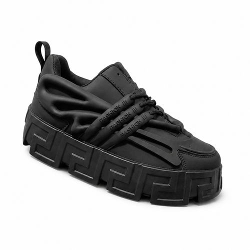 Black Sculpted-Sole Fashion Sneakers premium product image