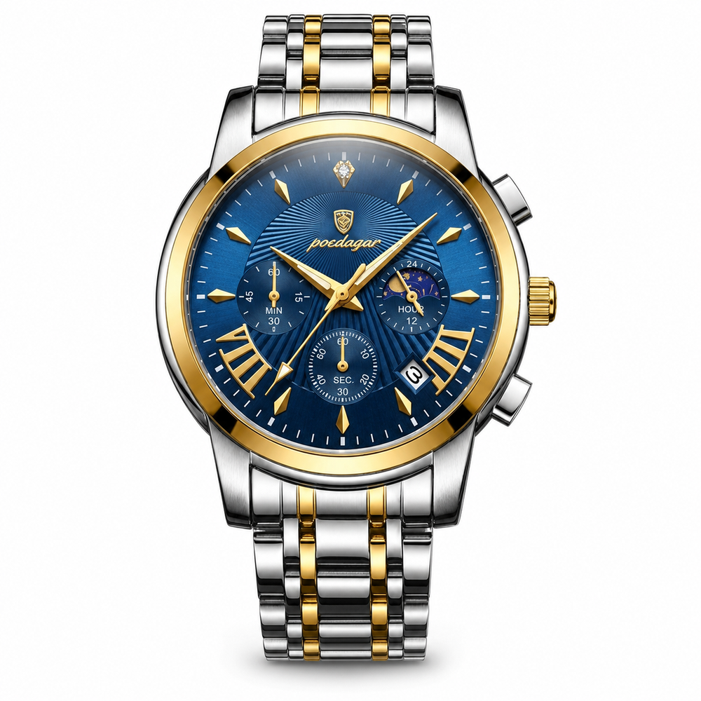Blue Dial Two-Tone Men's Watch – #2144