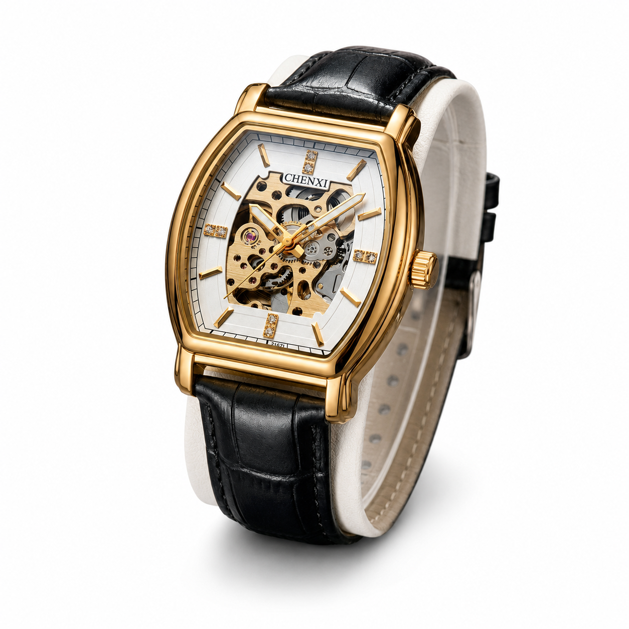 CHENXI White Skeleton Men's Watch – #2167 premium product image