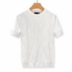 Diamond Checkered White Short-Sleeve Sweater premium product image