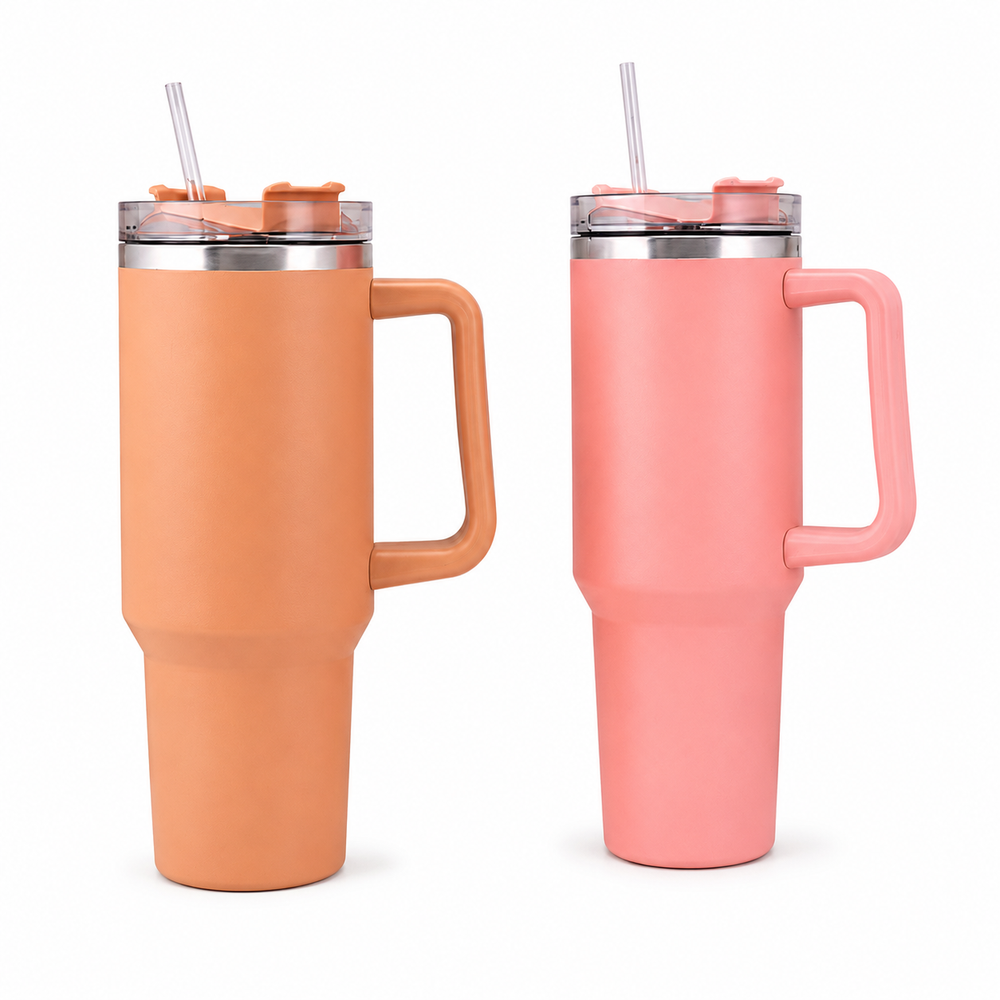 Double Layer Stainless Steel Insulated Tumblers With Straw