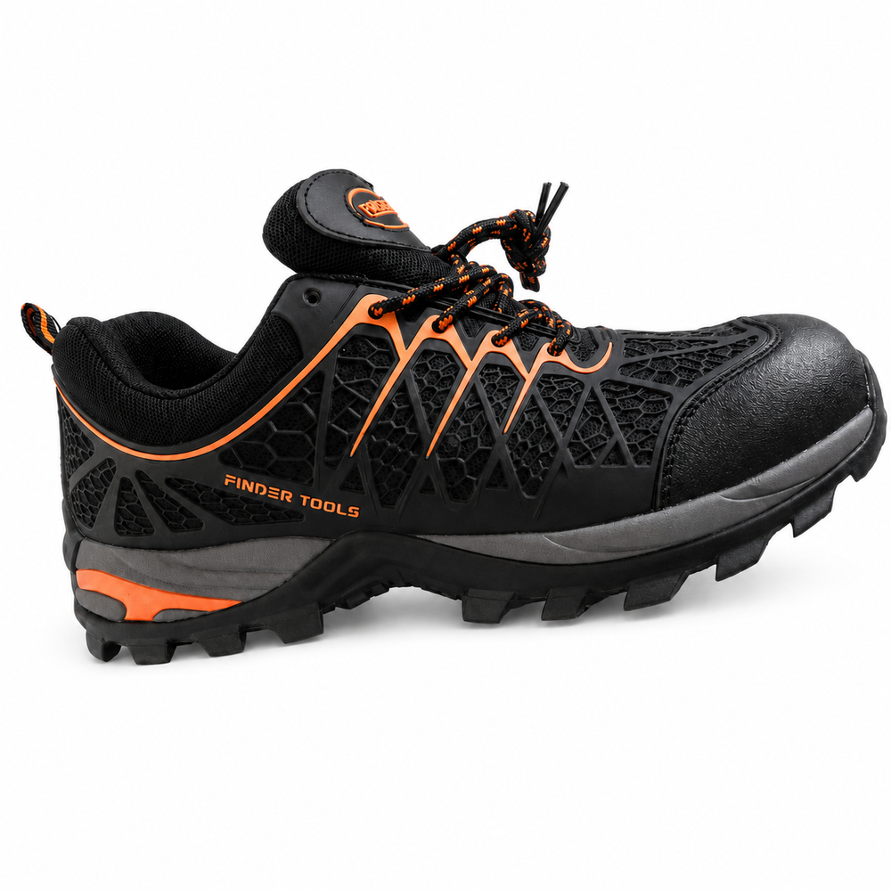Finder Tools Black and Orange Safety Shoes