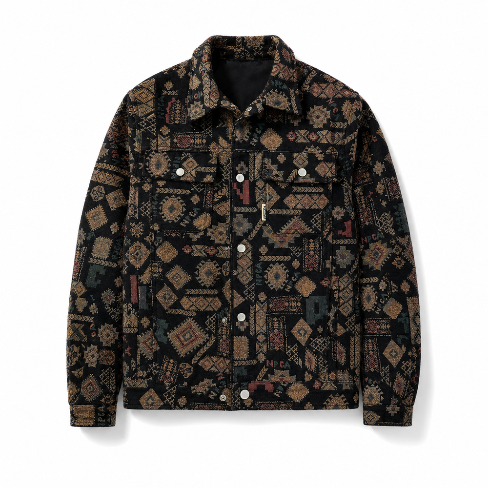 Ethnic Pattern Stand-Collar Casual Jacket
