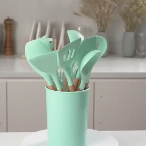 Silicone Kitchen Utensil Set with Holder