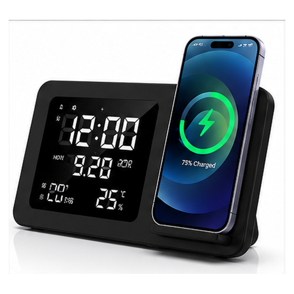 Rise Digital Alarm Clock Wireless Charger